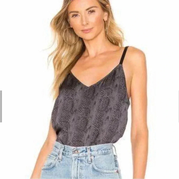 Paige satin snakeprint leather strap top - Picture 1 of 7